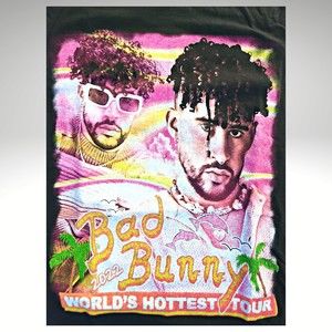 BAD BUNNY 2022 World's Hottest Summer Tour Latin Rap Tee Concert T-Shirt Size S